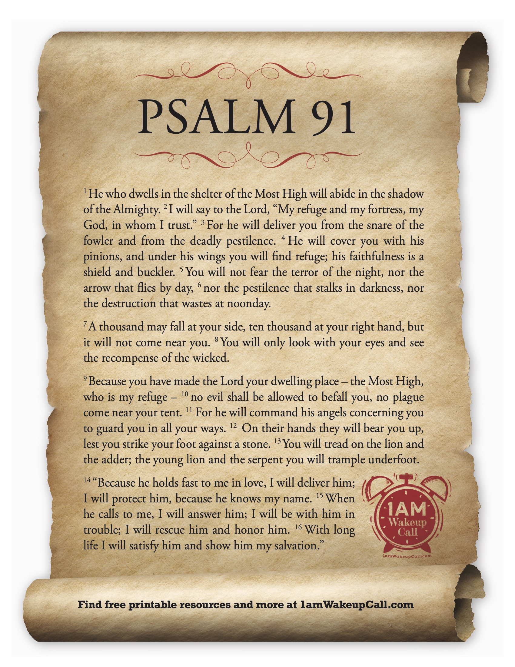 Psalm 91 FREE Printable 1 AM Wakeup Call